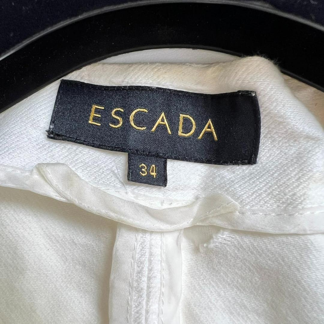 220630 ESCADA 透け感ノーカラーシャツ カーディガン代わりにも 花柄 スナップボタン シルク混 エスカーダ_画像3