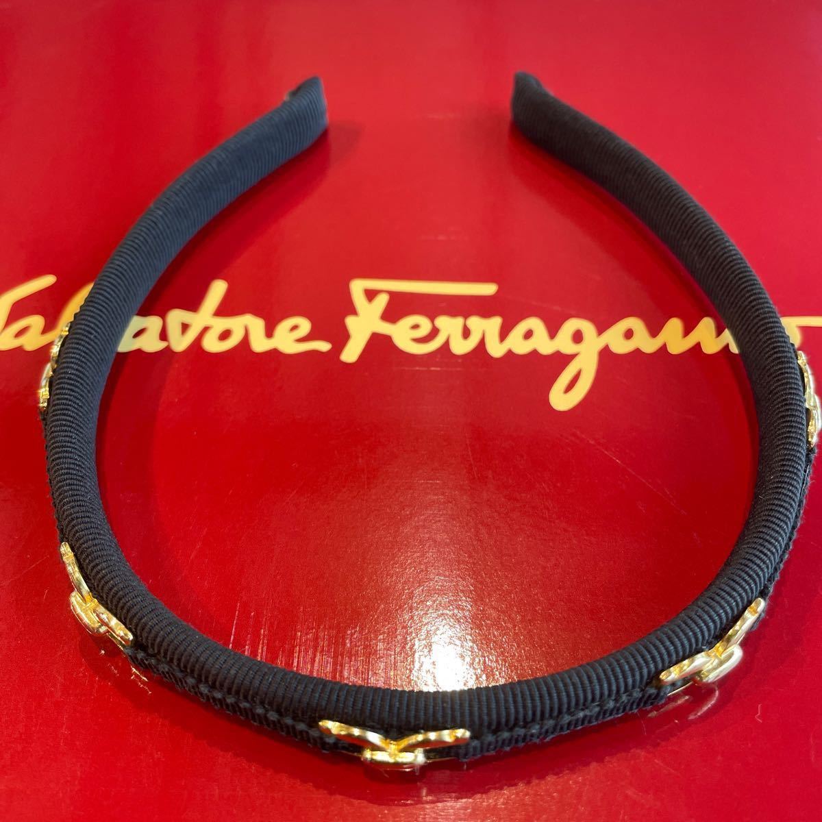 再値下げ　フェラガモ　カチューシャ　サルヴァトーレフェラガモ　ヴィンテージ　Salvatore Ferragamo ブラック