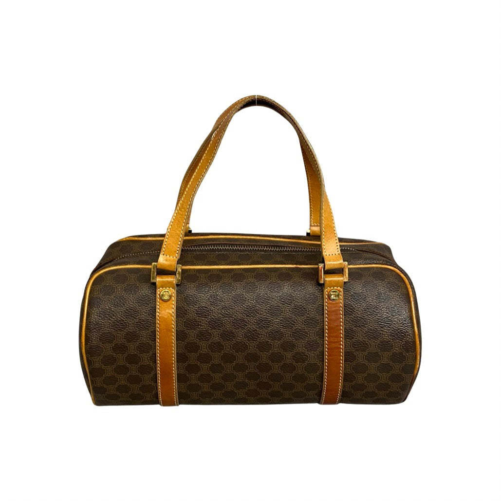 48%割引代引き人気 良品 希少 CELINE セリーヌ マカダム ブラゾン ノベルティ付き 良品【CELINE】セリーヌ マカダム ミニボストン トリオンフ レザー ハンドバッグ