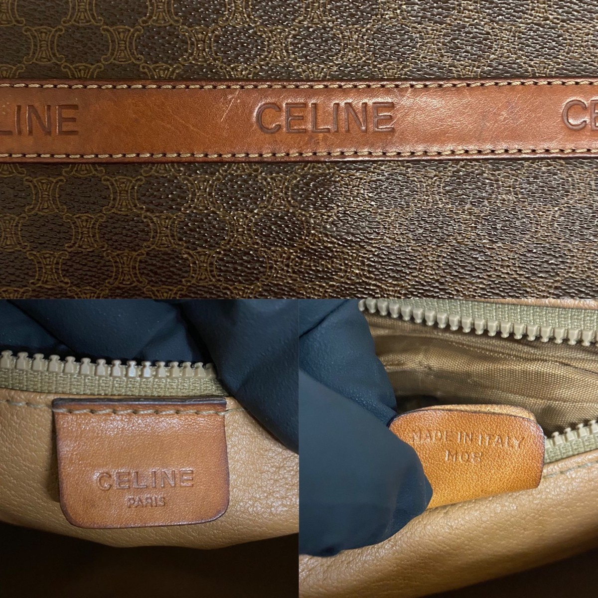 美品 CELINE セリーヌ マカダム ブラゾン トリオンフ 柄 ロゴ レザー