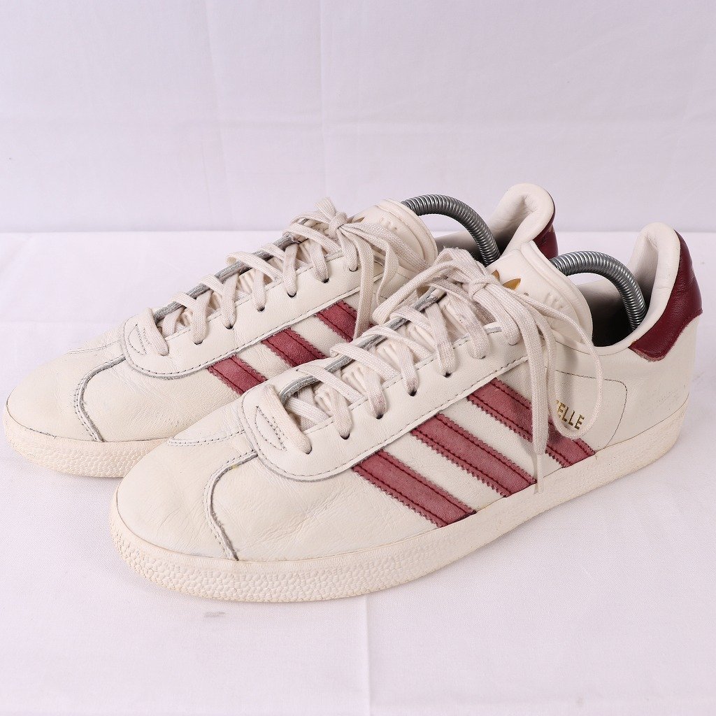 GAZELLE 27.0cm/adidas ガゼル ガッツレー アディダス スニーカー レザー オフホワイト バーガンディー 中古 古着 メンズ ad3604_画像1