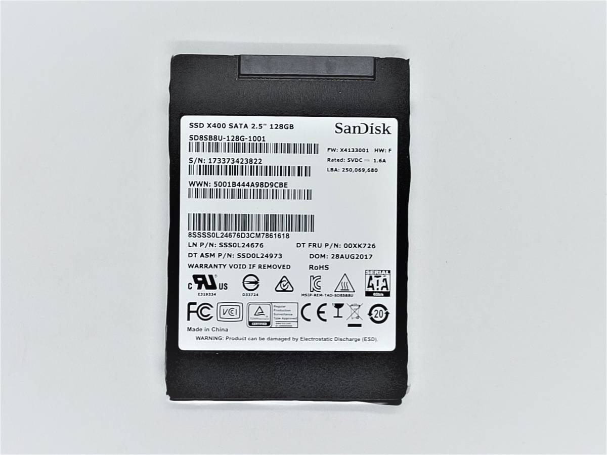 【SSD128GB】SanDisk　サンディスク（管：CW3-SD11-423822）2.5インチ SD8SB8U-128G-1001　6Gb/s 動作OK フォーマット済み 