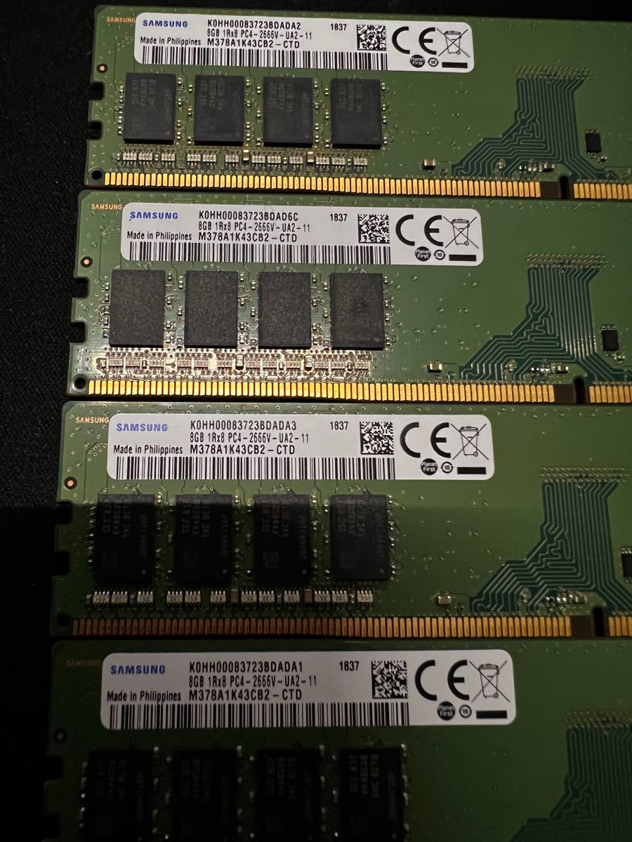 PCメモリ Samsung DDR4 PC-2600 8GB 4ケ 32GB 動作品 2