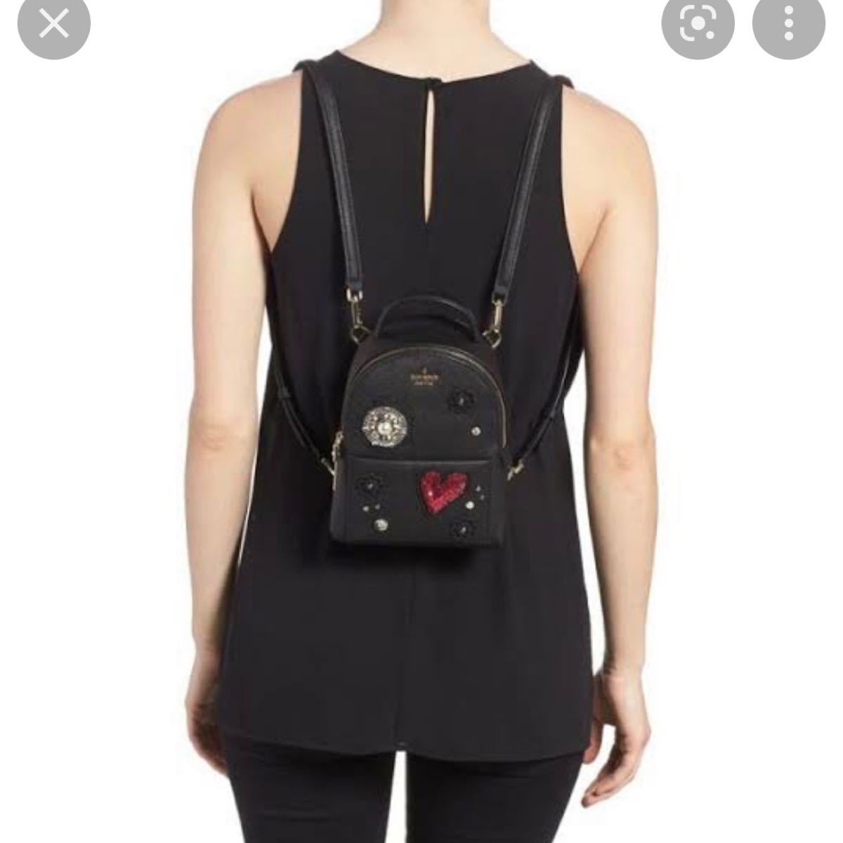 極美品 ケイトスペード ワッペン ビジュー ミニ リュック バック 極美品 ケイトスペード ワッペン ビジュー ミニ リュック バック