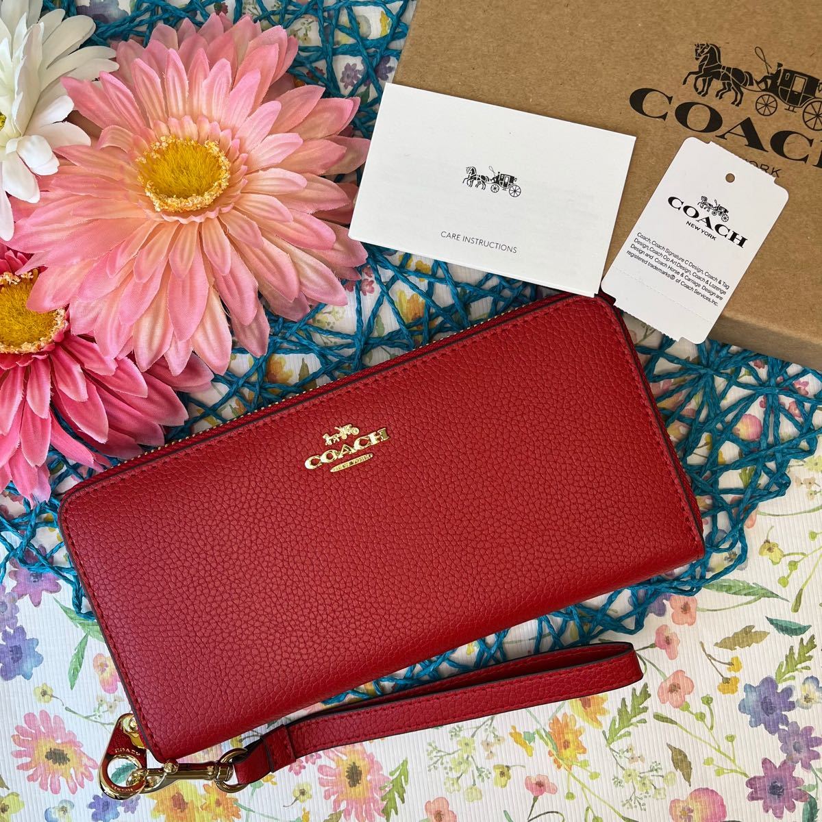 ショッピングオーダー COACH コーチ 長財布 大きな花柄 青