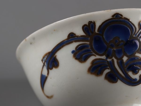 中国古玩 唐物 煎茶道具 白磁 青釉 花柄 煎茶碗 五客 時代物 極上品 初だし品 4630_画像9