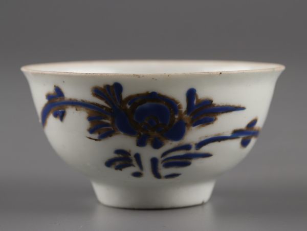 中国古玩 唐物 煎茶道具 白磁 青釉 花柄 煎茶碗 五客 時代物 極上品 初だし品 4630_画像7