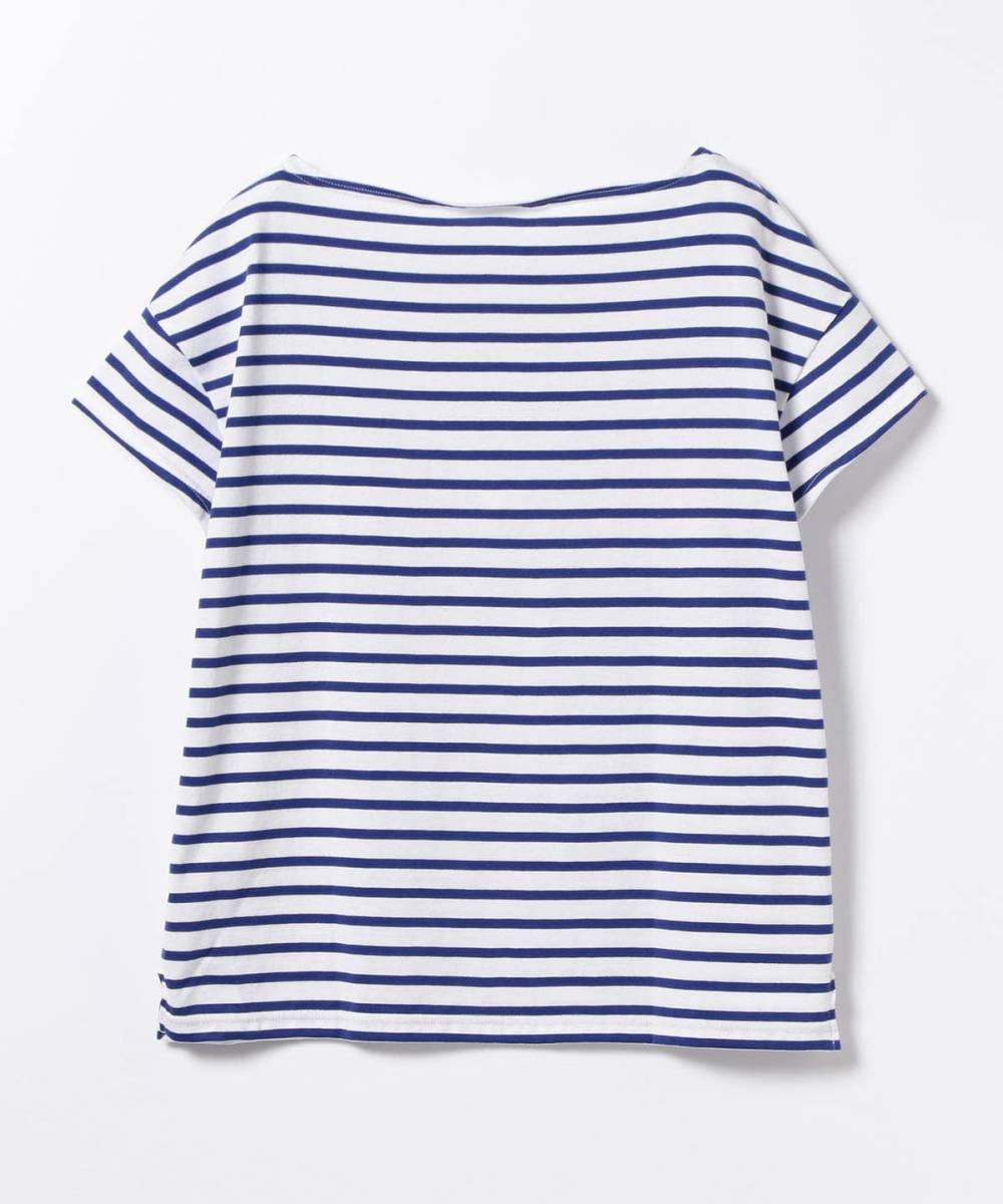 ORCIVALo-si bar border T-shirt cotton white × royal blue / Beams BEAMS