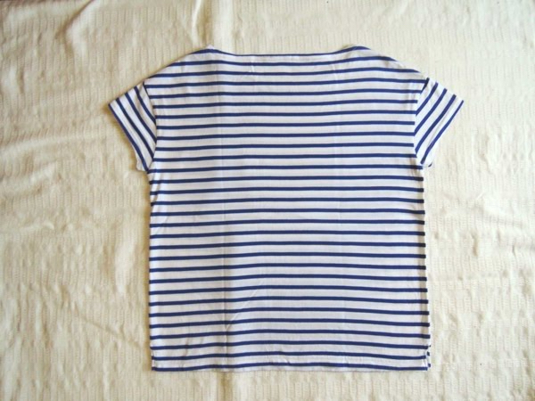 ORCIVALo-si bar border T-shirt cotton white × royal blue / Beams BEAMS