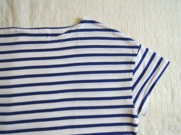 ORCIVALo-si bar border T-shirt cotton white × royal blue / Beams BEAMS