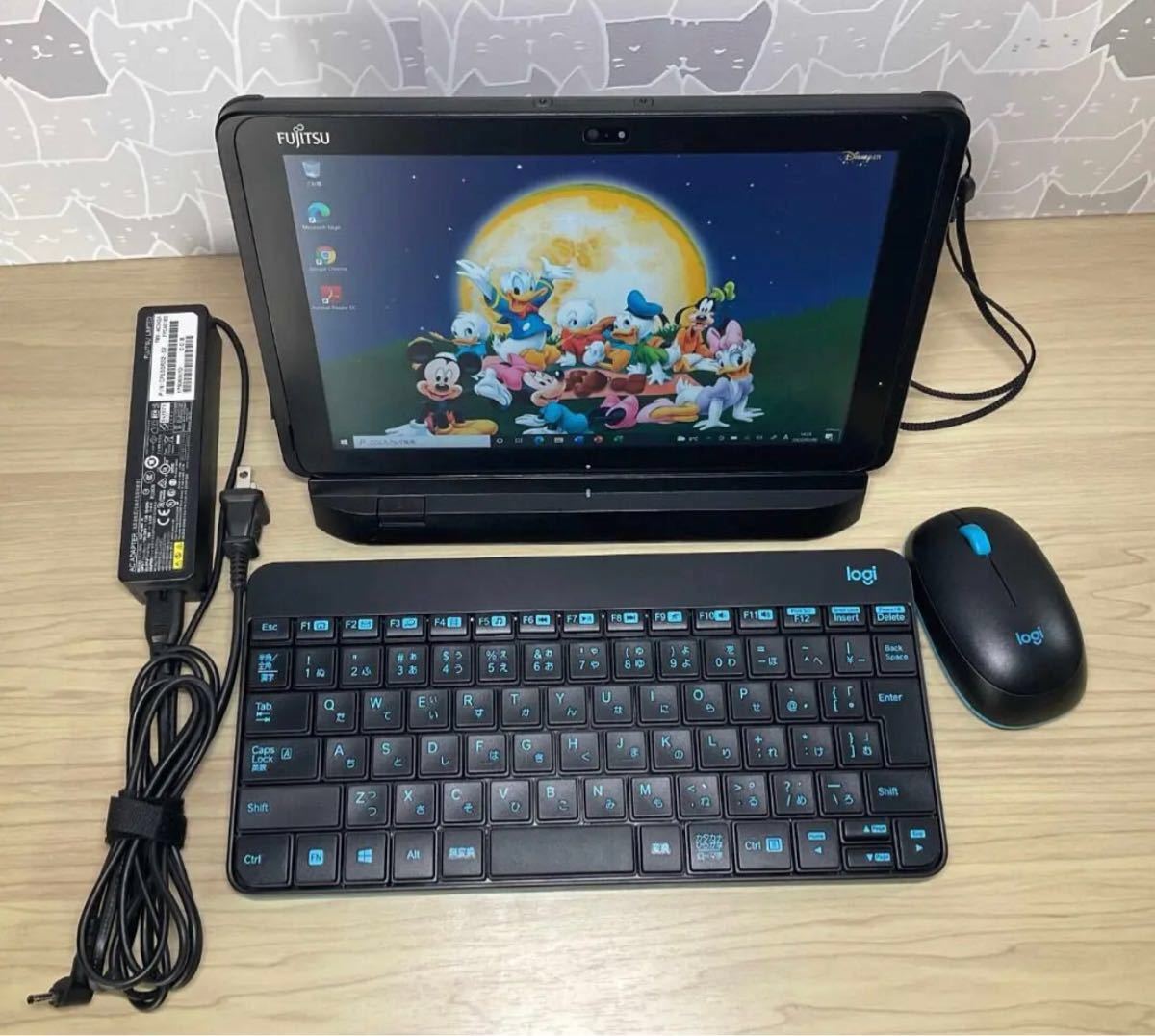 美品＞Fujitsu 防水防塵タブレットPC Office付キーボード・マウス付 Windows12