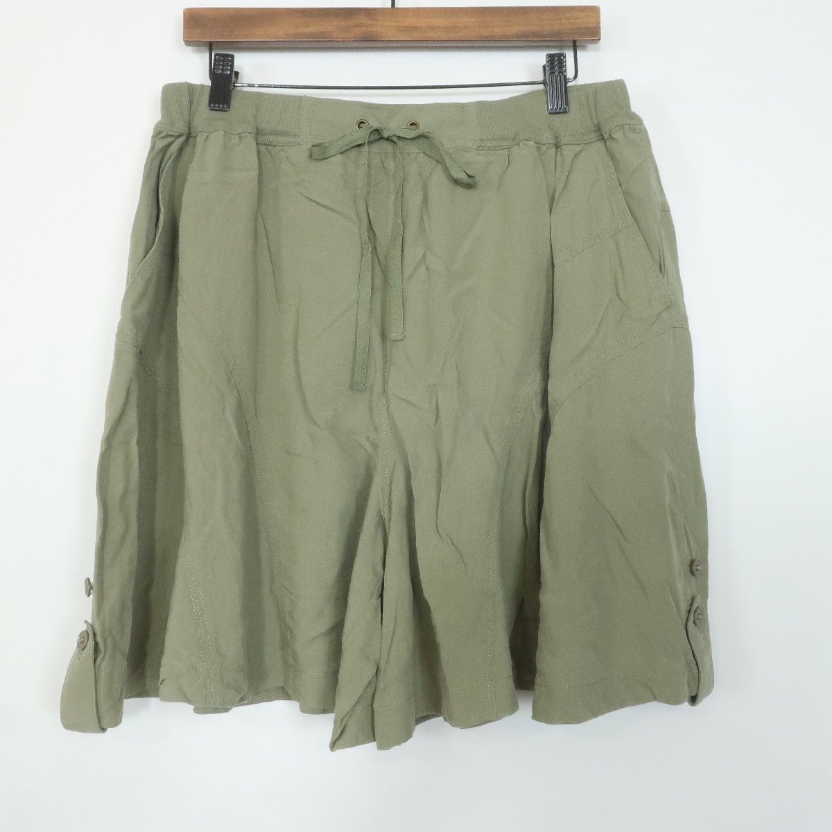  As Know As o Ora ka* short pants culotte skirt large size green tag (15 number corresponding ) waist total rubber! spring summer thing moss green series *w3016