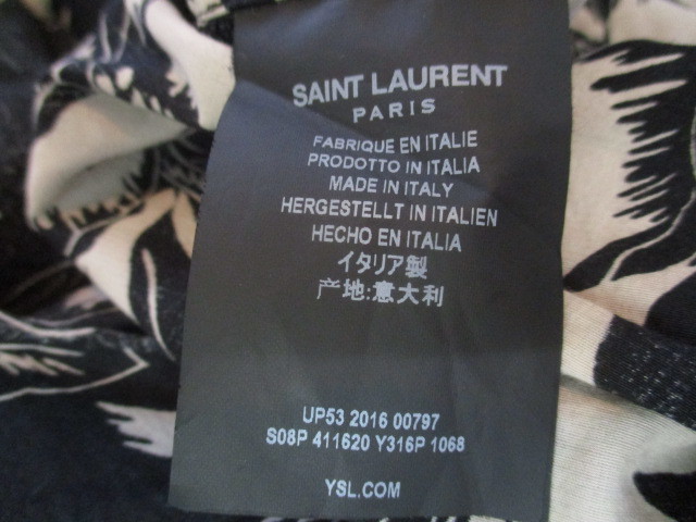 サンローランパリ SAINT LAURENT 17SS ボタニカル アロハシャツ 黒39