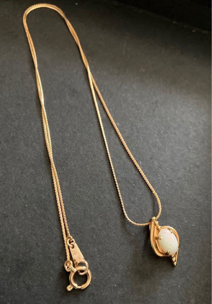 ジュエリーマキ 18金 ネックレス 天然オパール トップ K18刻印 ジュエリーマキ 18金 ネックレス 天然オパール トップ K18刻印