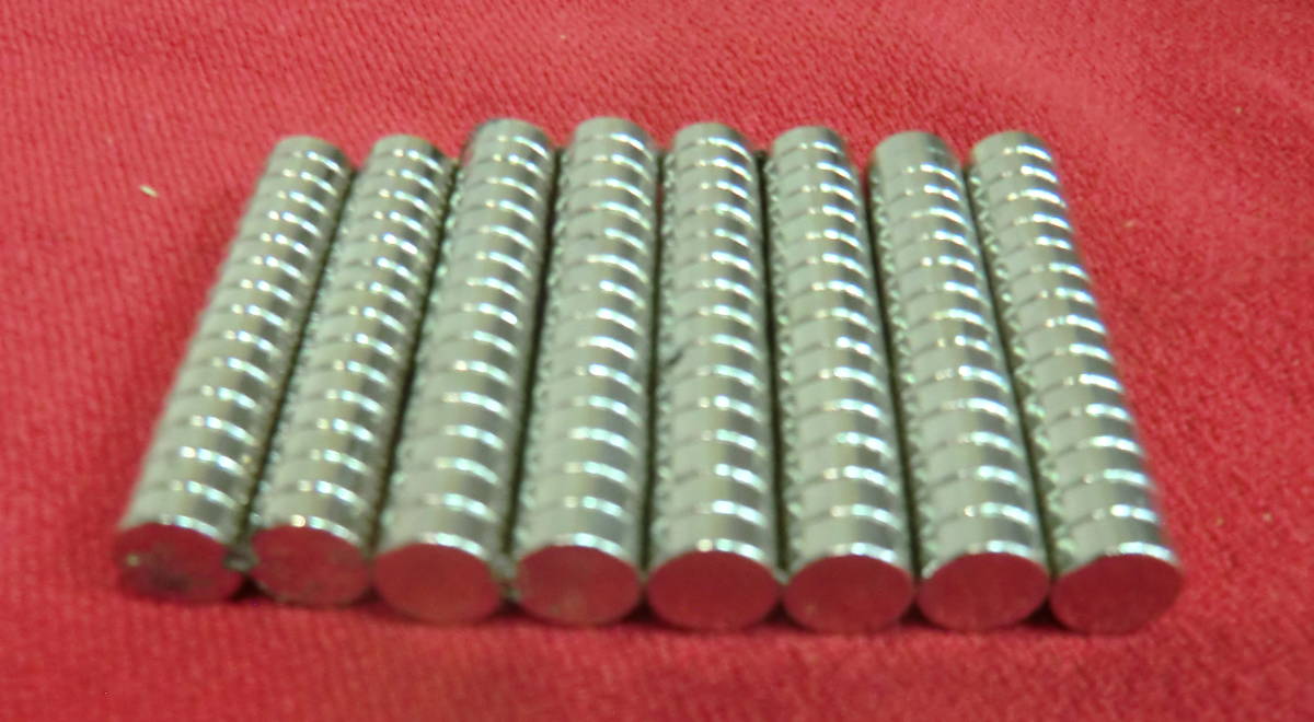 N1 未使用品 世界最強マグネット 磁石 ネオジウム ネオジム 丸型 直径 7mm×厚み2mm/3mm 120個セット_画像4