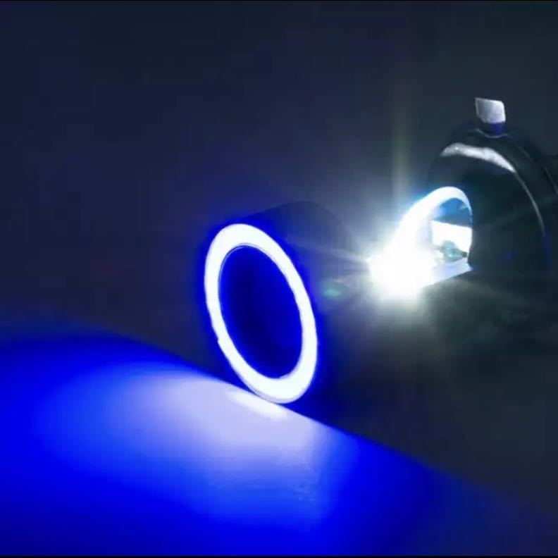 PayPayフリマ｜LED ヘッドライト イカリング エンジェルアイ H4 バルブ バイク用 高輝度 COB チップ 高速冷却ファン アルミ構造 ブルー  2個セット
