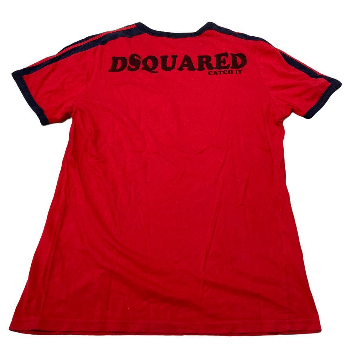 DSQUARED2 ディースクエアード リンガー Tシャツ XL 赤 半袖 の商品 