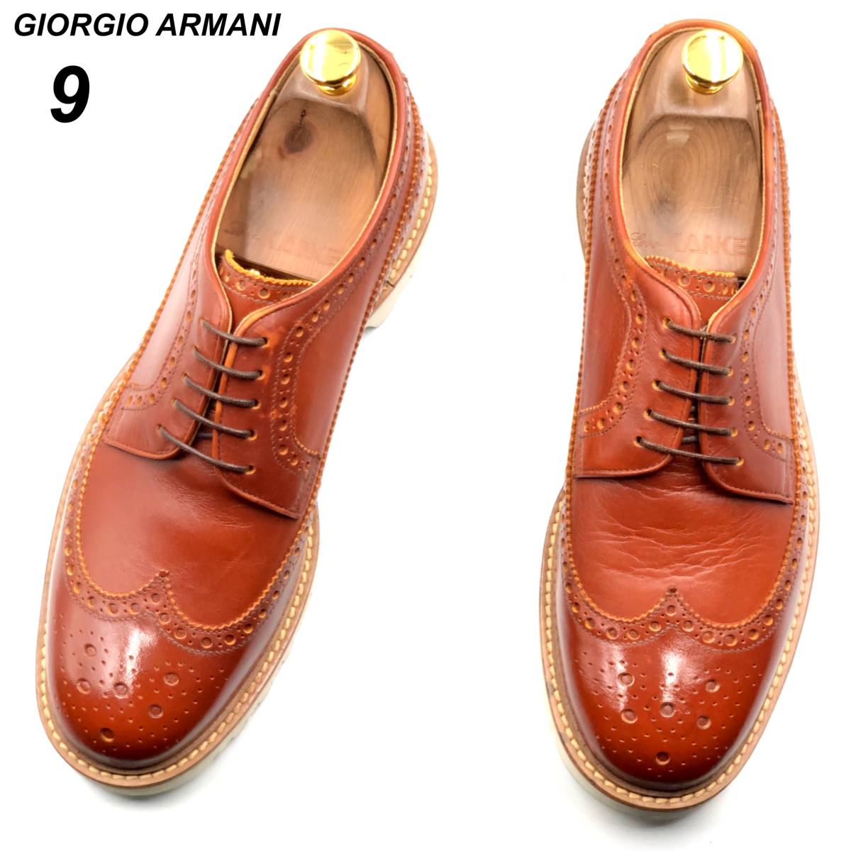 即決 GIORGIO ARMANI ジョルジオアルマーニ 27cm 9 メンズ レザー