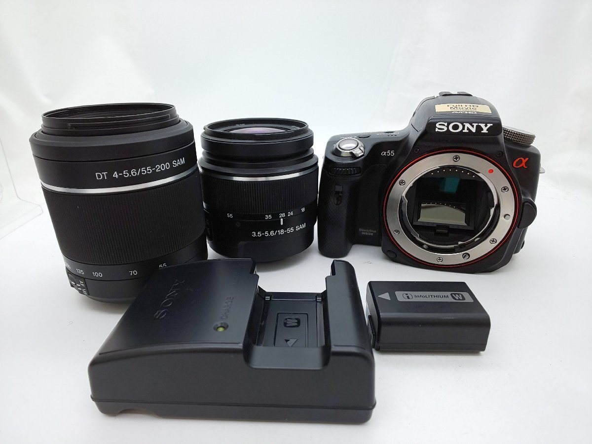 SONY α55 + 18-55mm F3.5-5.6 SAM + DT 55-200mm F4-5.6 充電器 付