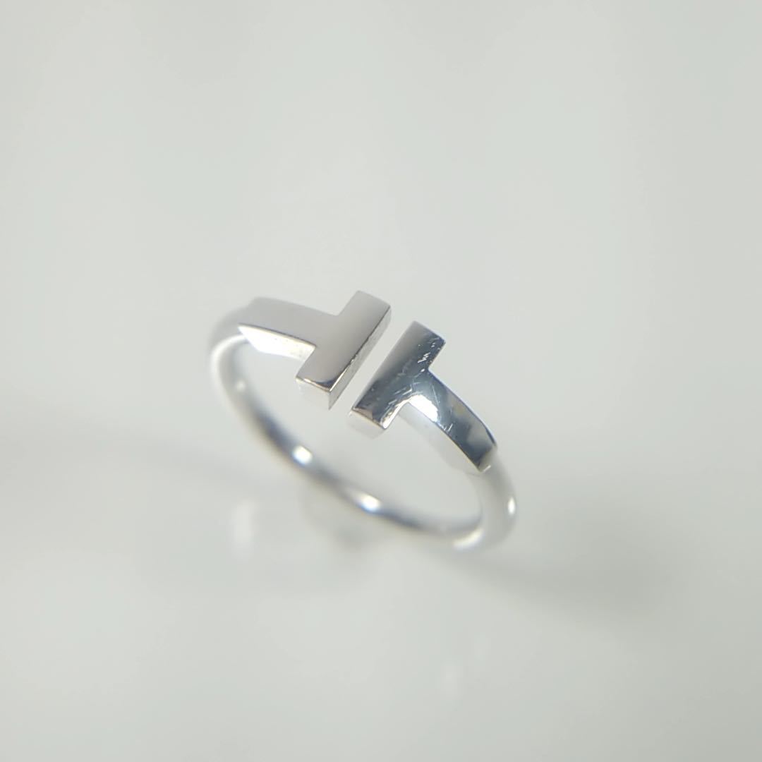 ティファニー TIFFANY&Co Tワイヤー リング 約9 5号 AU750 K18WG ティファニー TIFFANY&Co Tワイヤー リング 約9 5号 AU750 K18WG