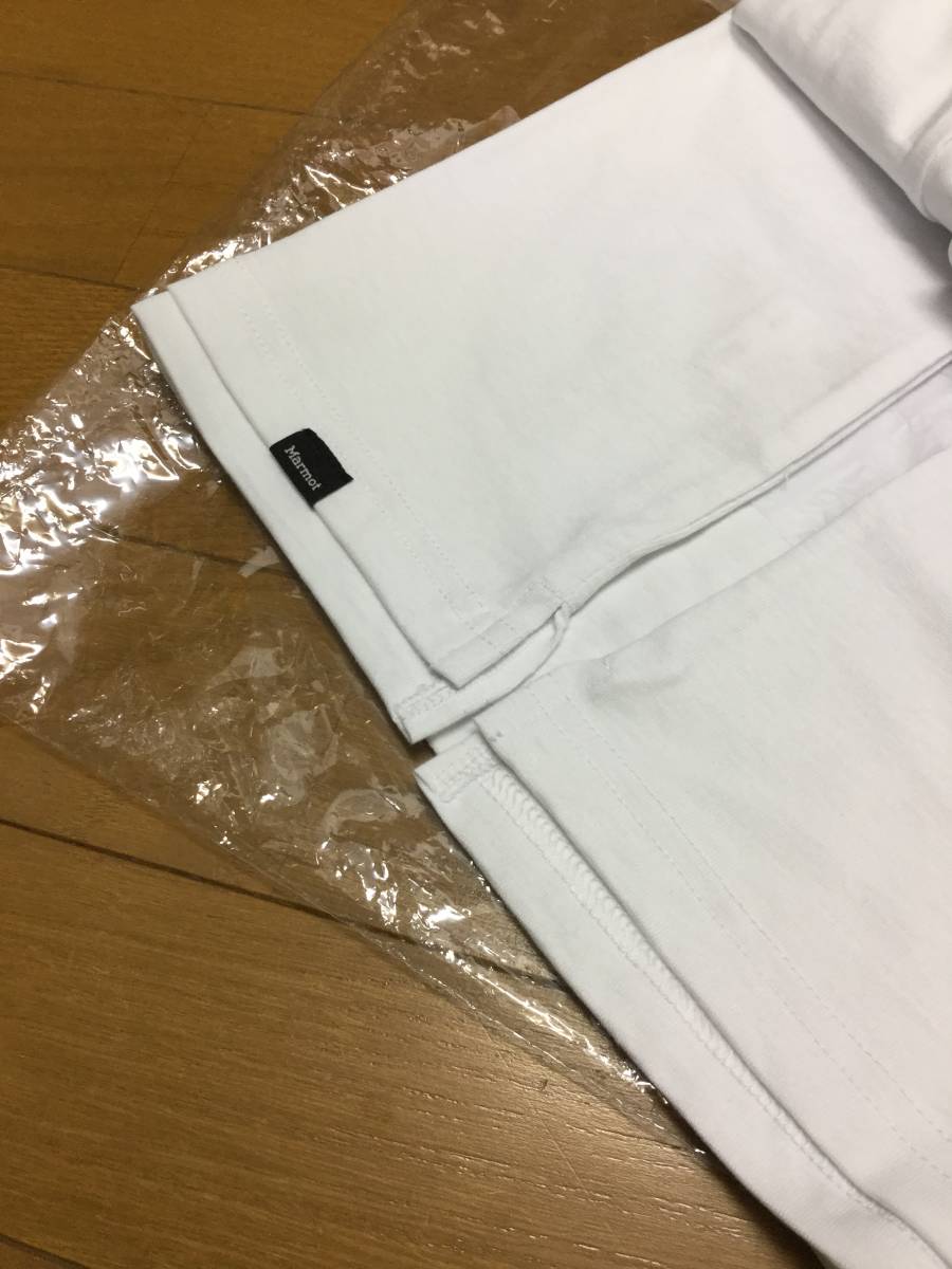 Marmot マーモット Organic-Cotton College Logo Tee オーガニックコットンカレッジロゴ Tシャツ 半袖 カットソー ホワイト Mサイズ_画像3