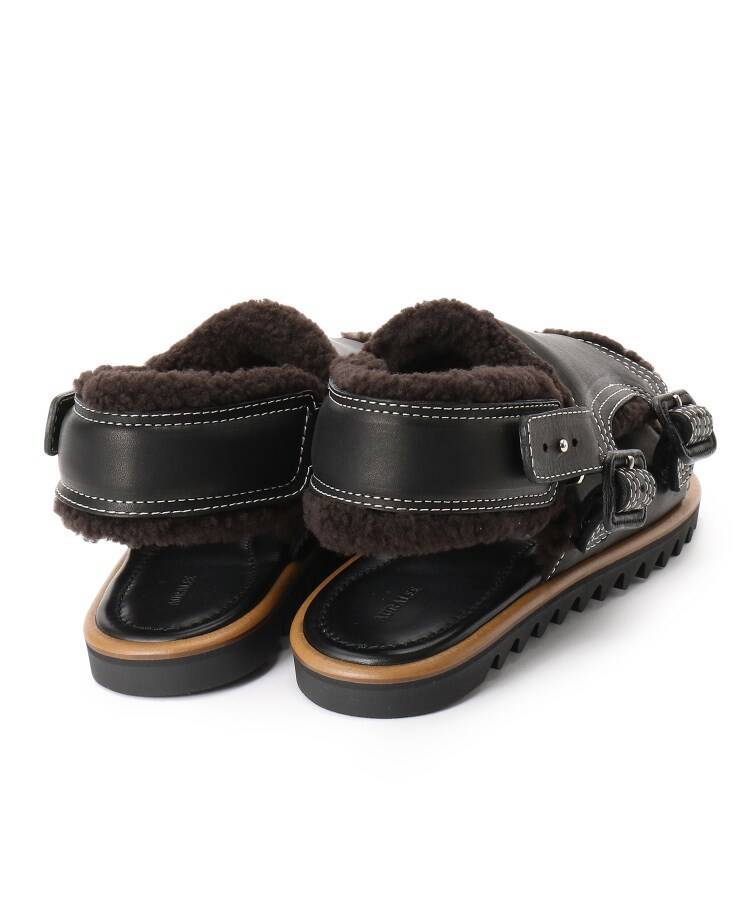 AURALEE×FOOT THE COACHER ムートンサンダル 28cm BLACK 箱・保存袋