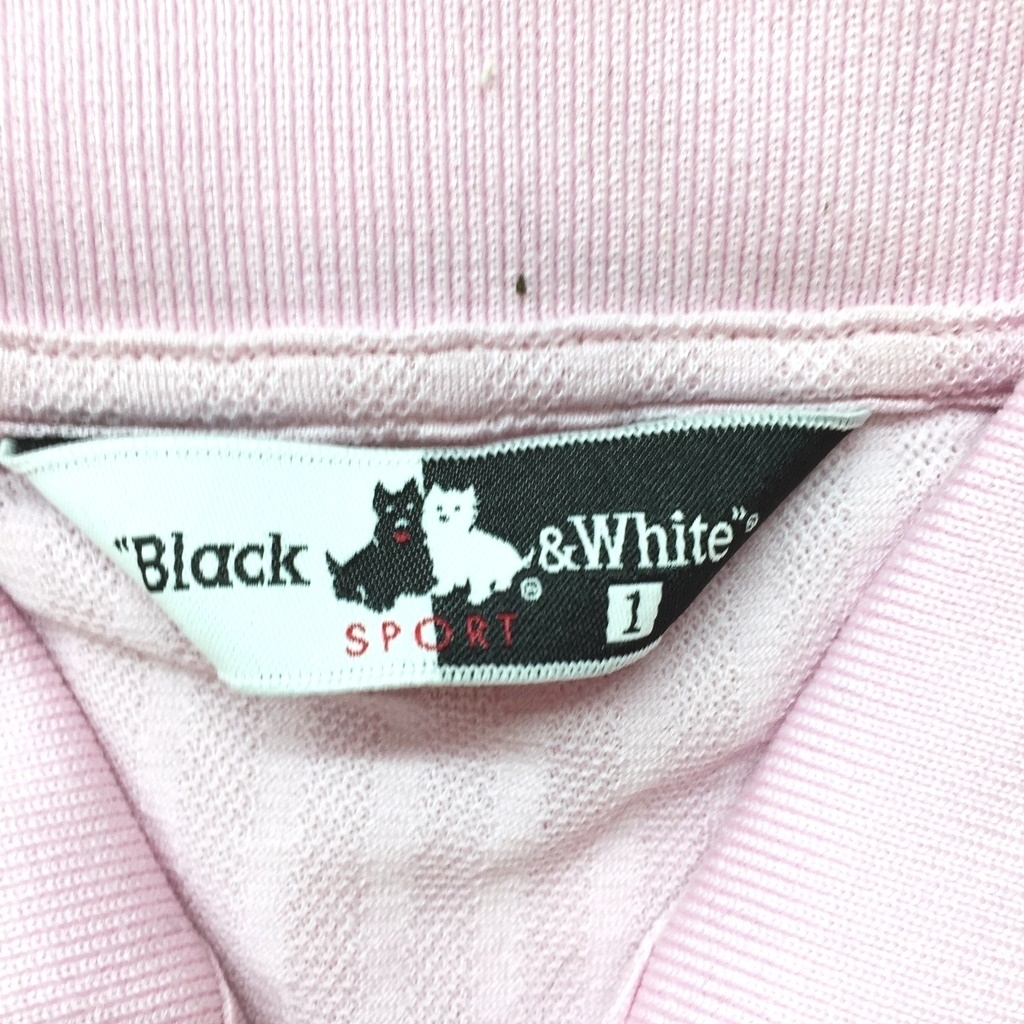 ◆お洒落な逸品◆BLACK＆WHITE/ブラック＆ホワイト 長袖 ポロシャツ コットン ライトピンク 1 レディース A12 ｃ4072_画像3