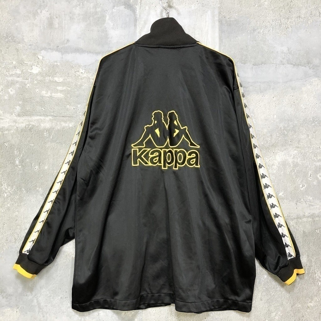  атмосфера выдающийся! KAPPA/ Kappa боковой линия te Caro go спортивная куртка джерси 90s черный желтый L мужской c1548 K5