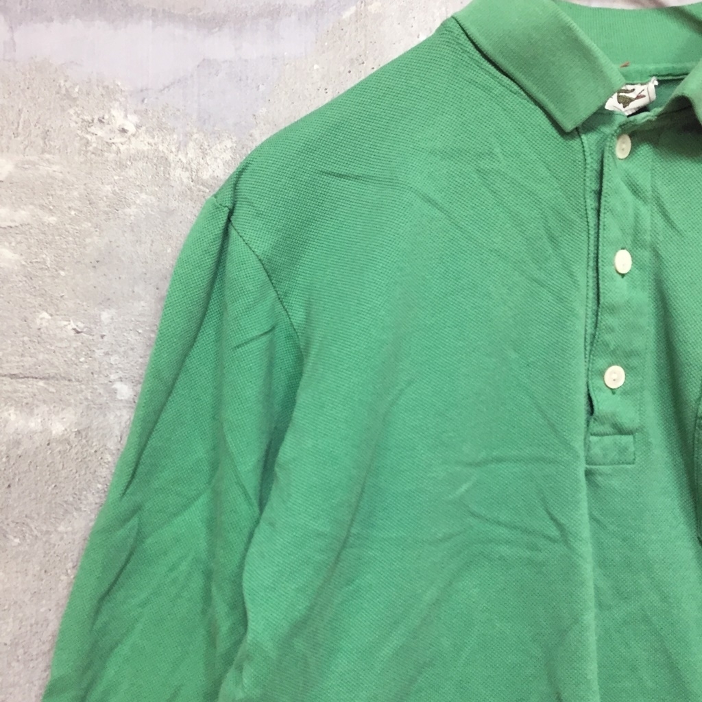 vintage◆CHEMISE lacoste◆LACOSTE/ラコステ 長袖 ポロシャツ コットン グリーン 緑 メンズ K161 ｃ4391_画像2