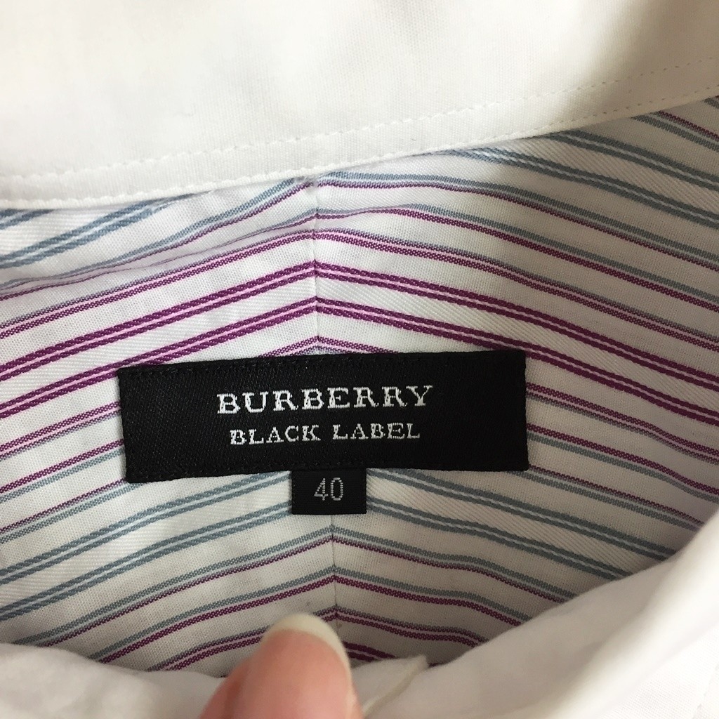 * модный замечательная вещь *BURBERRY/ Burberry рубашка с длинным рукавом полоса рисунок кнопка down сорочка Y рубашка хлопок 100% 40 мужской K102 c3096