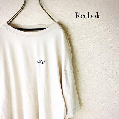 雰囲気抜群◆USモノ 90ｓ 超ビック reebok Tシャツ アイボリー 白 メンズ ビッグサイズ リーボック メンズ　アースカラー 111111_画像1