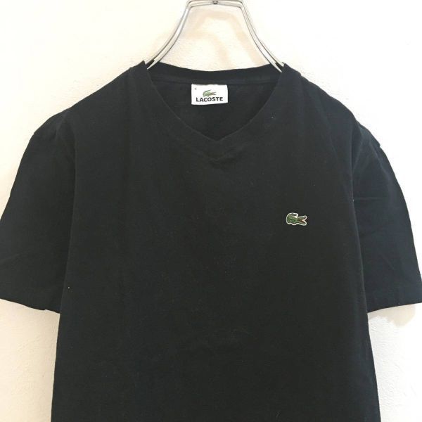 ◆大きいサイズ◆お洒落な逸品◆LACOSTE/ラコステ 半袖 Vネック Tシャツ ブラック 黒 メンズ4 ON1849_画像2