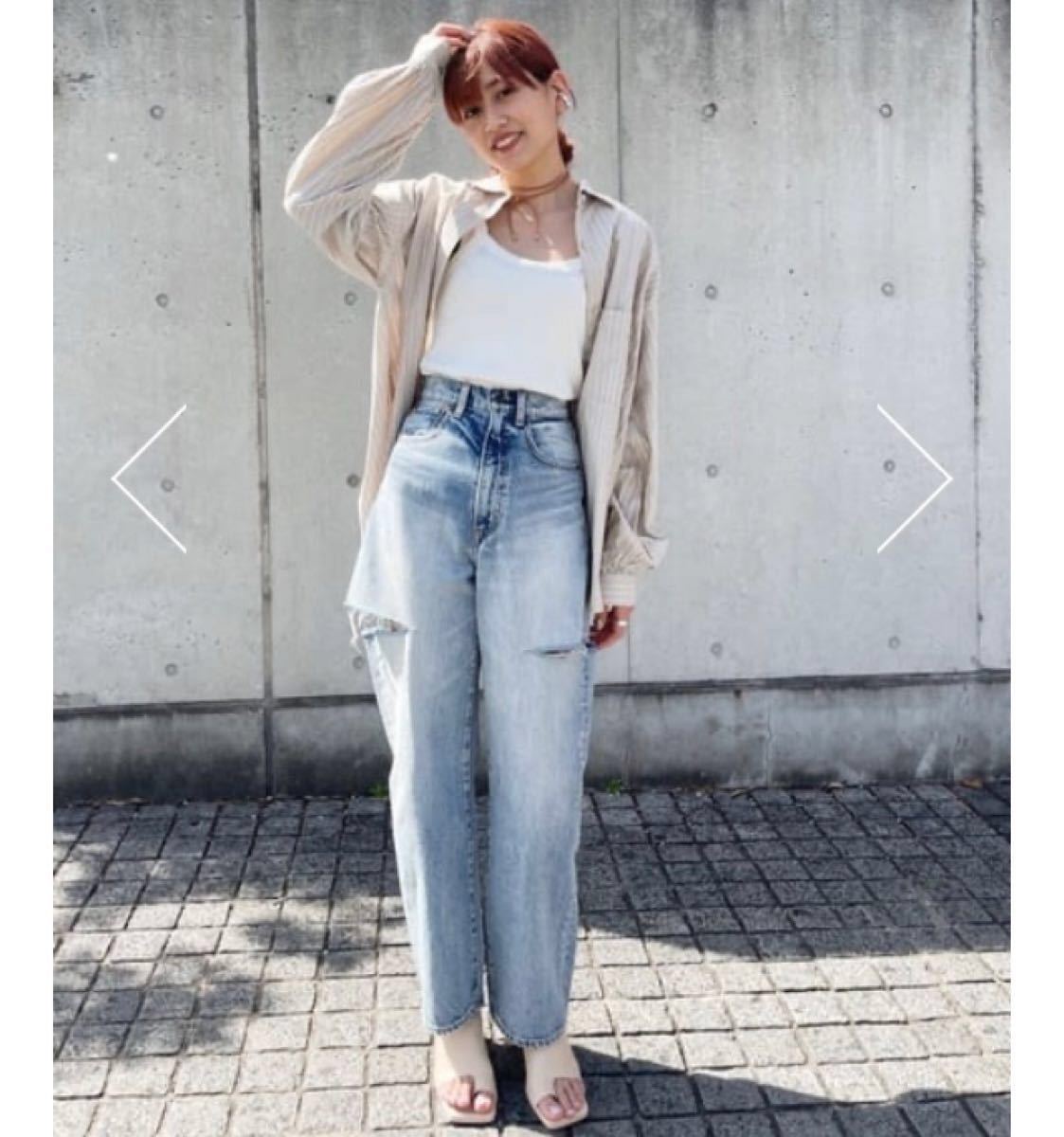 25 MOUSSY THIGH SLIT LOOSE STRAIGHT サイドカットデニム　ルーズストレートデニム　マルジェラ似