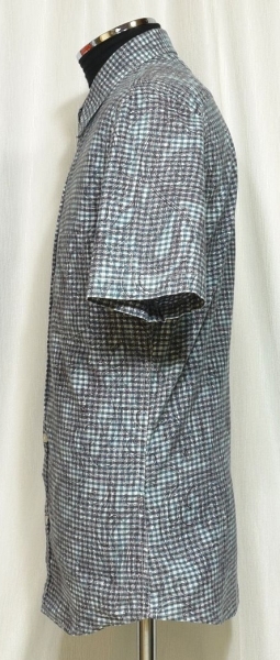 * beautiful goods TAKEO KIKUCHI ( Takeo Kikuchi ) men's short sleeves check pattern cotton shirt size 4 absolute size M rank 