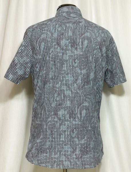 * beautiful goods TAKEO KIKUCHI ( Takeo Kikuchi ) men's short sleeves check pattern cotton shirt size 4 absolute size M rank 