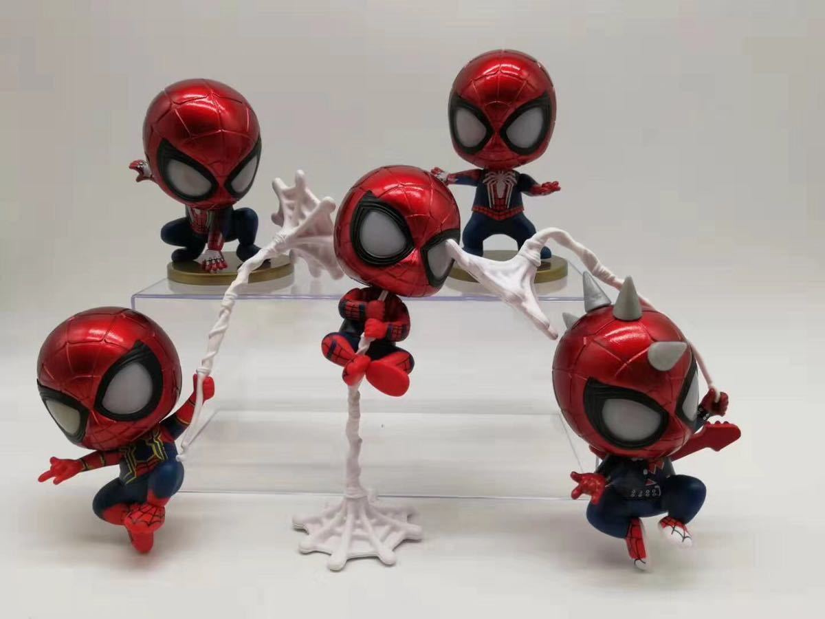 スパイダーマン 首振り フィギュア 5体セット ダッシュボード 飾り マーベルフィギュア キャプテンアメリカ アイアンマン 車 アクセサリー