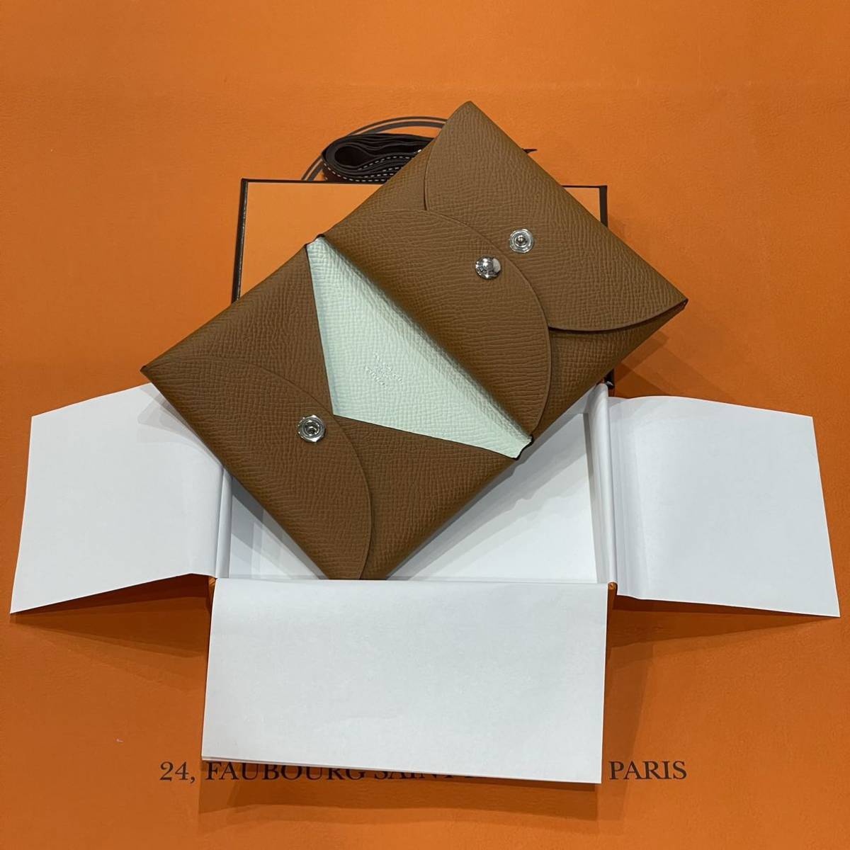 新品未使用 レア HERMES エルメス カルヴィ デュオ ゴールド ヴェールフィズ コインケース カードケース 名刺入れ 財布 ケリー バーキン