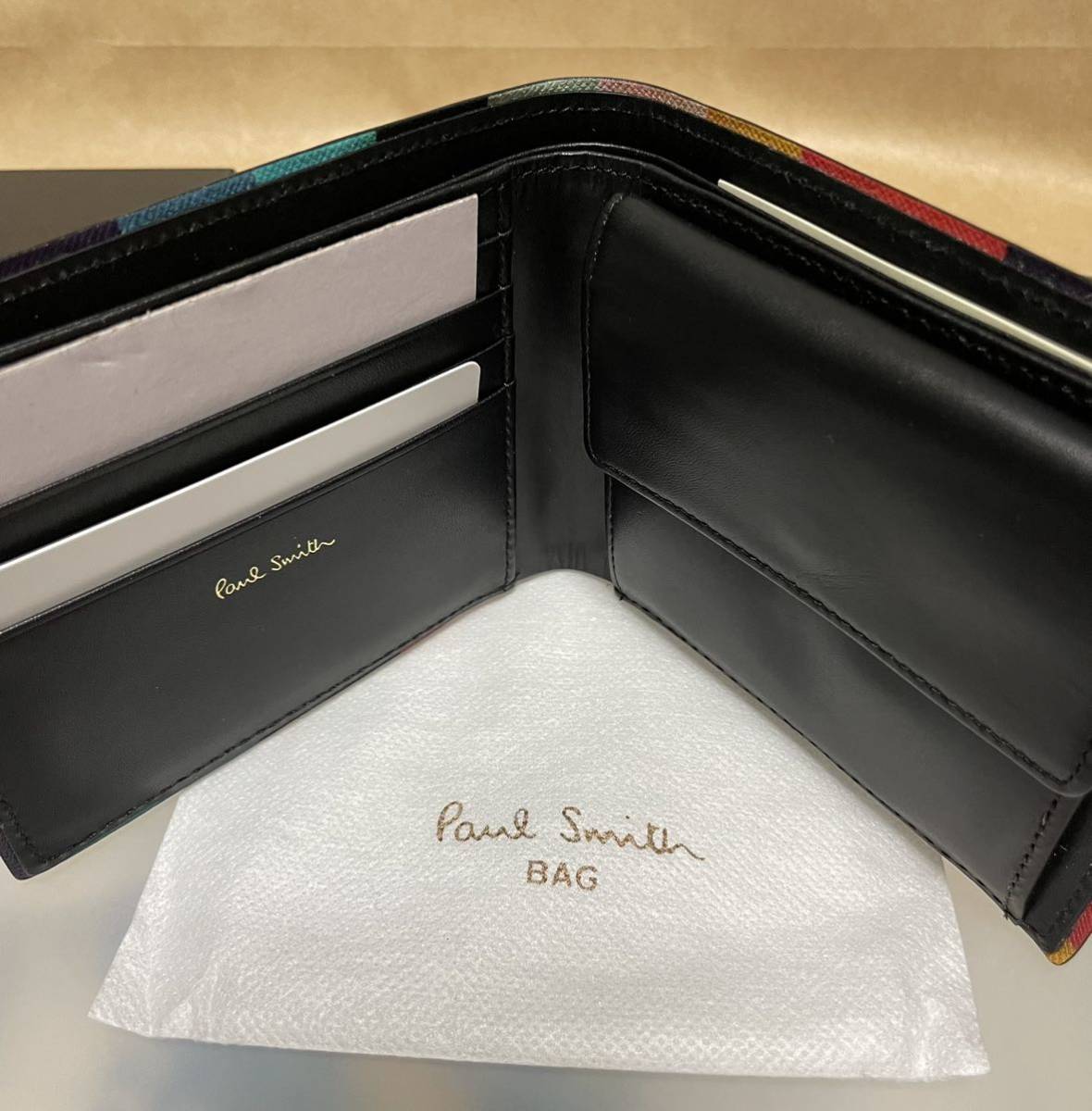 美品】Paul Smith ポールスミス 二つ折り財布 マルチストライプ