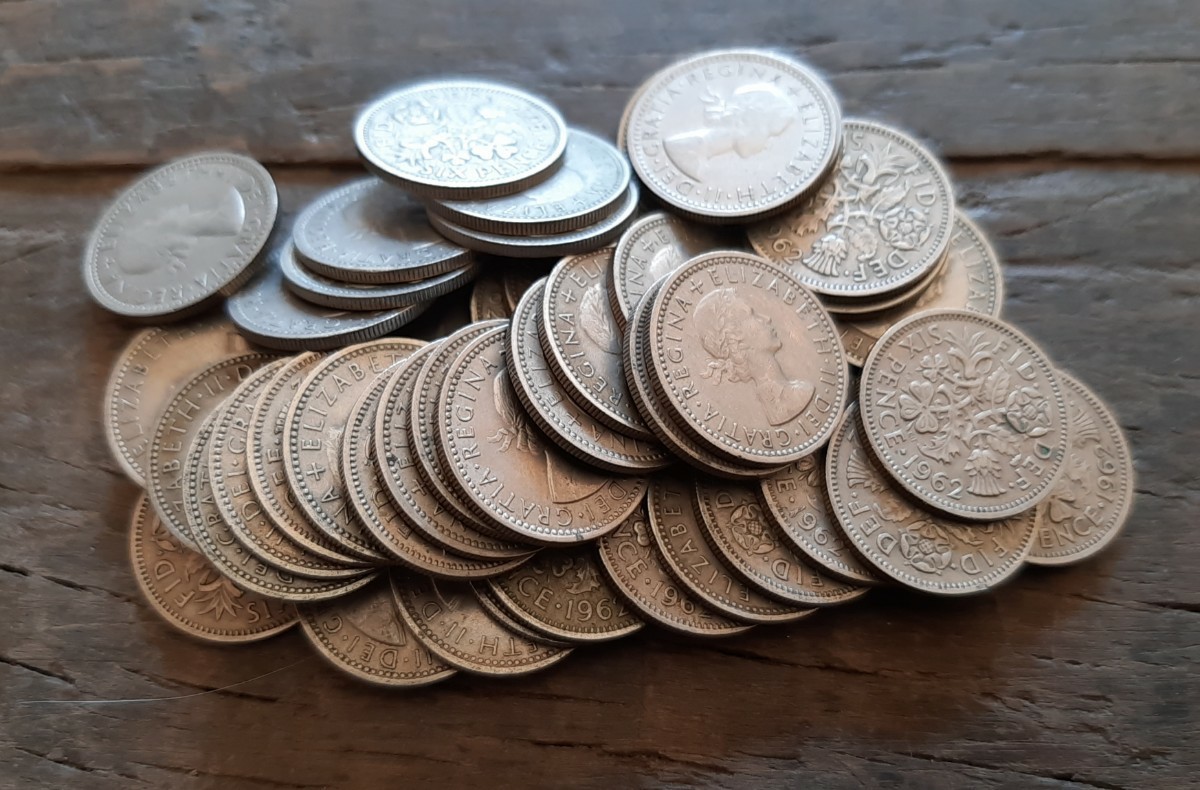 硬貨 50コインセット 幸せのシックスペンスイギリス ラッキー6ペンス UK 英国アンチークラッキーアイテムコイン本物 