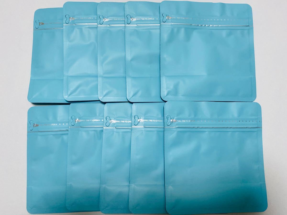 ブルー　コーヒー保存袋 250g 10枚チャック袋 アルミ袋 ジップ袋 バルブ付