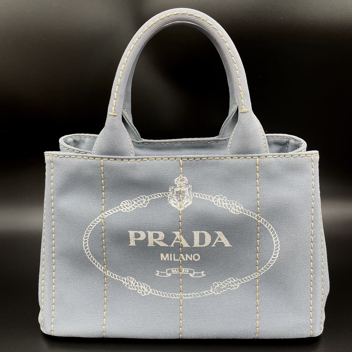 1円 □超美品□PRADA プラダ カナパ 2way ミニ mini ss 水色 ライト