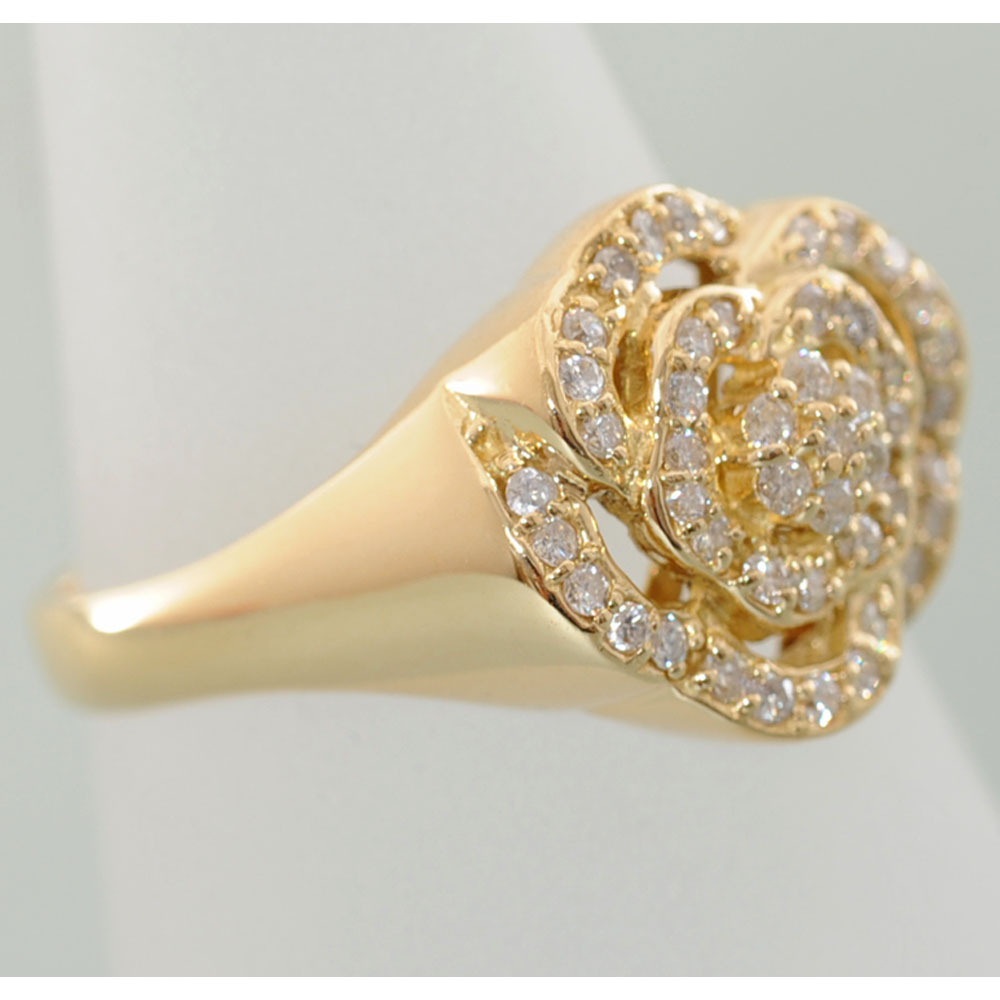 G74】 K18 イエローゴールド ダイヤモンド 0.35ct 花モチーフ デザイン
