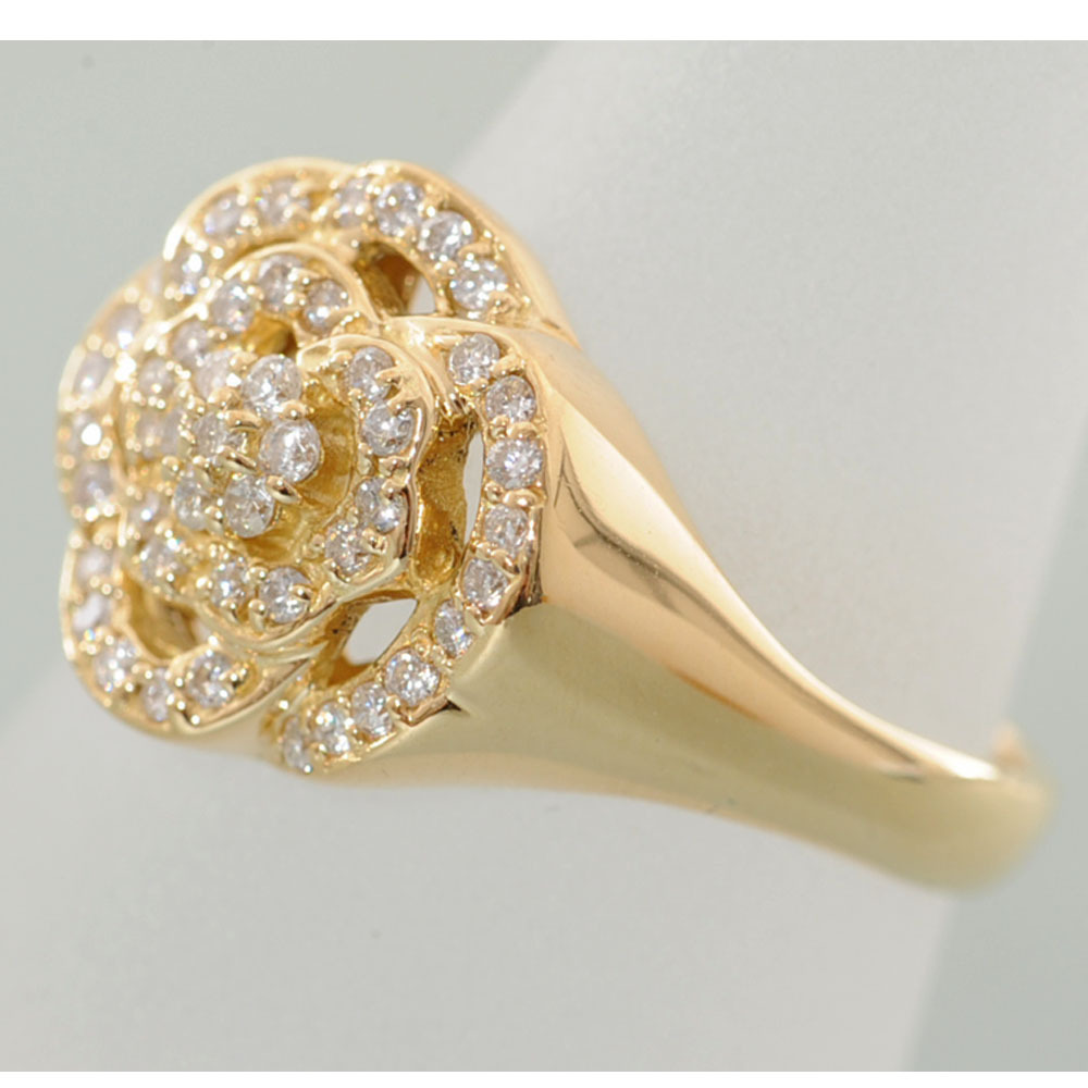 G74】 K18 イエローゴールド ダイヤモンド 0.35ct 花モチーフ デザイン