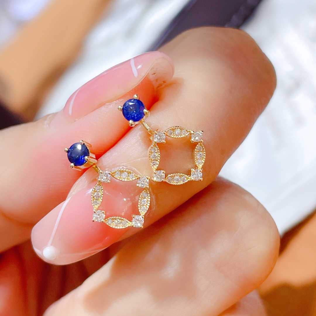 天然ダイヤモンド付きサファイア3wayピアスk18 | sweatreno.com