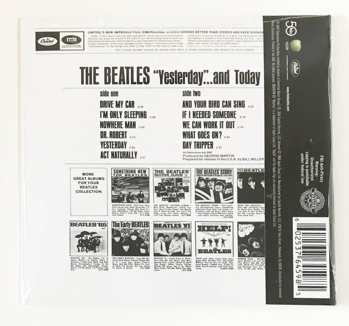 【送料無料！】新品未開封品！THE BEATLES ザ・ビートルズ「Yesterday And Today」USキャピトル盤 紙ジャケット_画像3