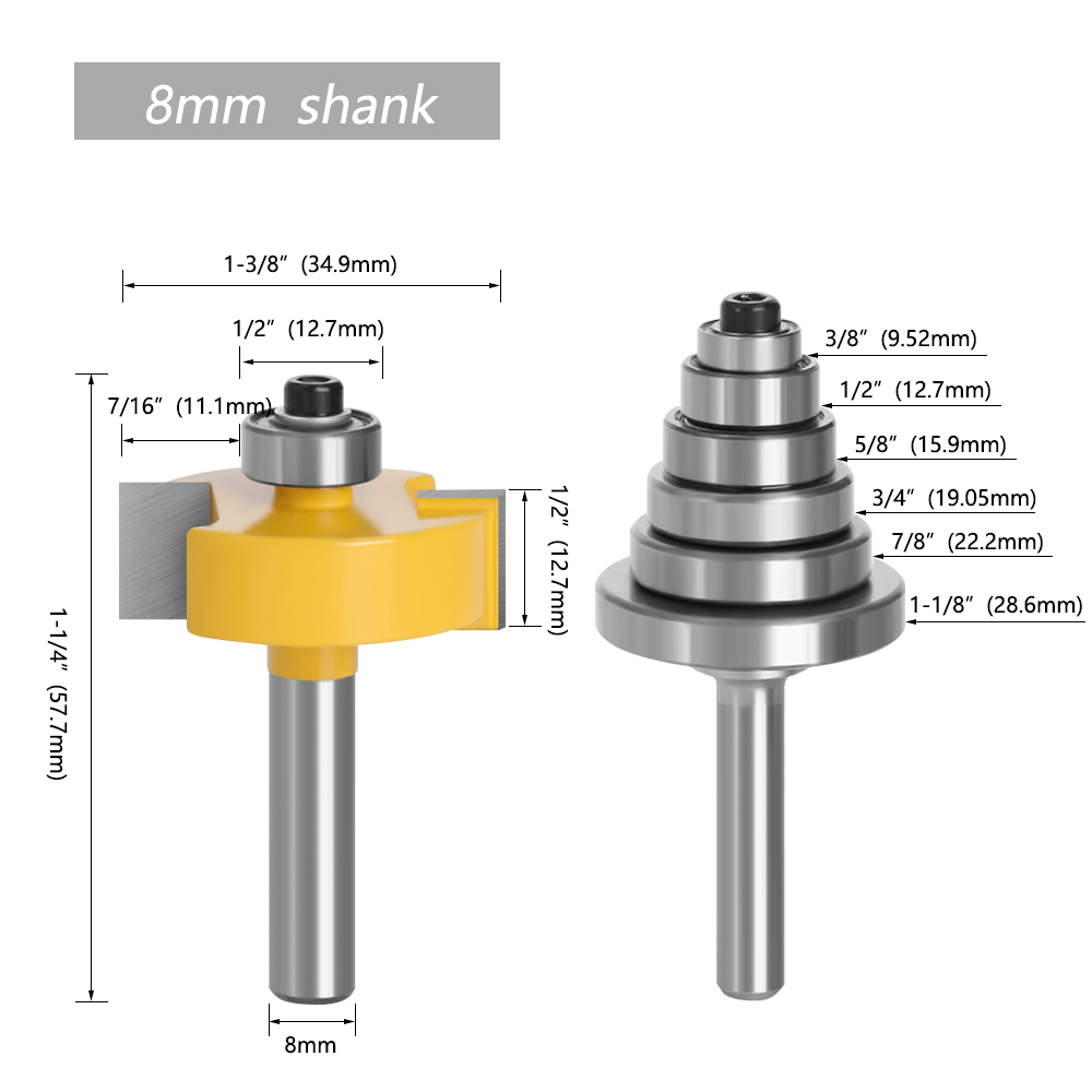  woodworking width groove router bit trimmer axis car nk8mm cutter endmill f rice 6 size bearing attaching 2 pcs set 