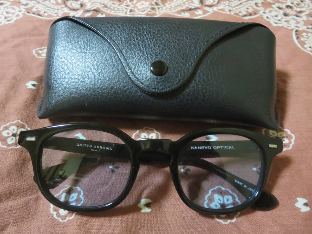 極美品 1円～ UNITED ARROWS KANEKO OPTICAL john サングラス 黒縁