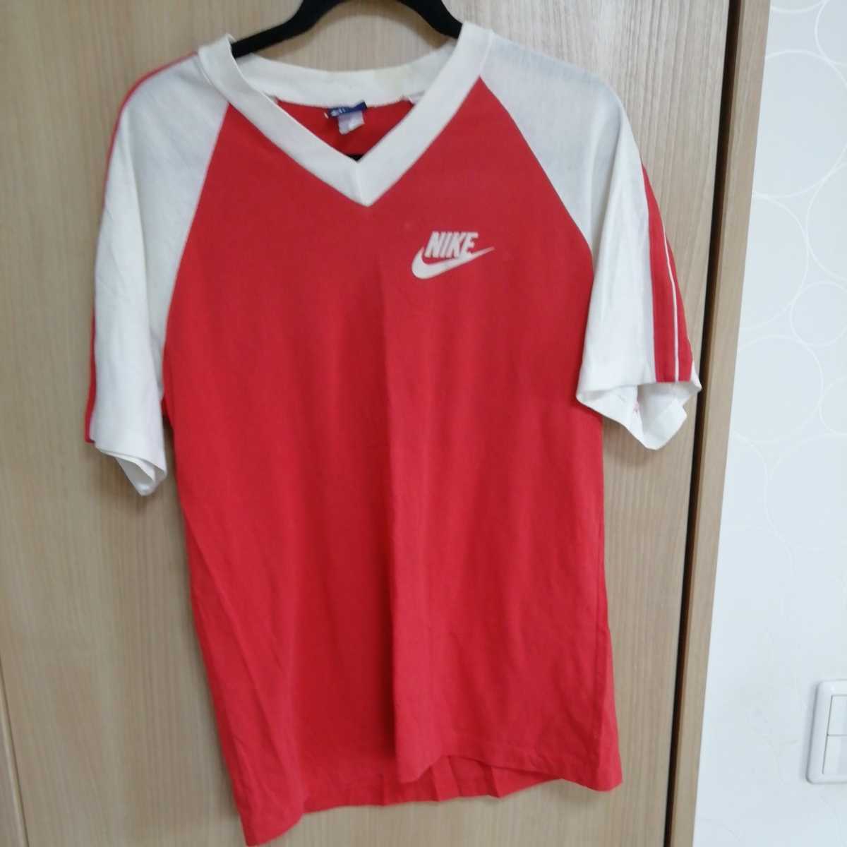 80年代紺タグVネックTシャツ　サイズLナイキ NIKE _画像1