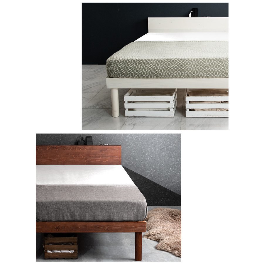 ベッド シングル おしゃれ すのこ すのこベッド コンセント付 シングルベッド ベットa ベッドフレーム 収納 宮付き 木製 白 高さ調節 再再販 収納