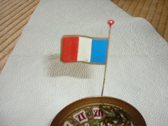 売れ筋 ■希少 美品 1940年代 フランス！REUGE(リュージュ) 天使とフランス国旗が回るカラクリ オルゴール 直径8.5ｃｍ